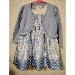 Dressed Up by Gymboree Girl's 3T Blue Floral Dress Cardigan Holiday Event